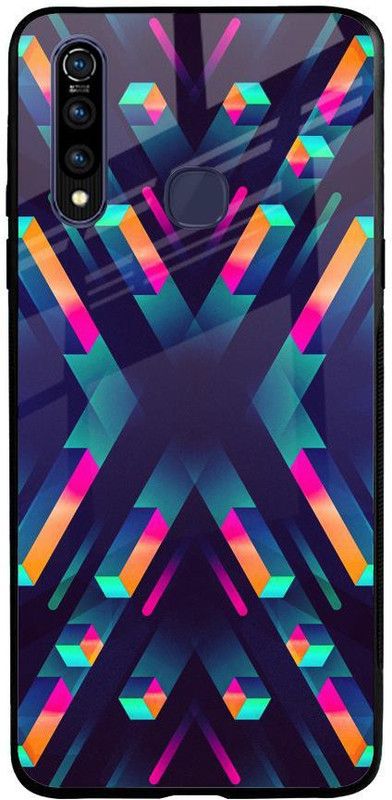 QRIOH Glass Back Cover for Vivo Z1 Pro  (Blue, Purple, Grip Case, Silicon, Pack of: 1)
