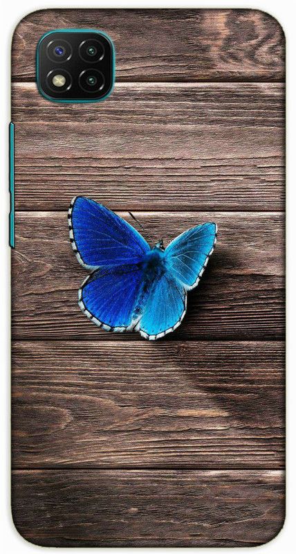 iprinto Back Cover for Poco C3 Butterfly Back Cover  (Blue, Hard Case, Pack of: 1)