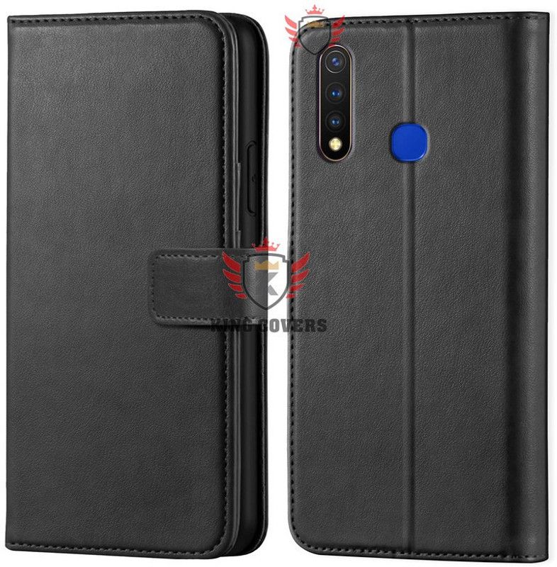 KING COVERS Wallet Case Cover for Vivo -U20 | Inside TPU with Card Pockets | Wallet Stand | Magnetic Closure  (Black, Hard Case, Pack of: 1)