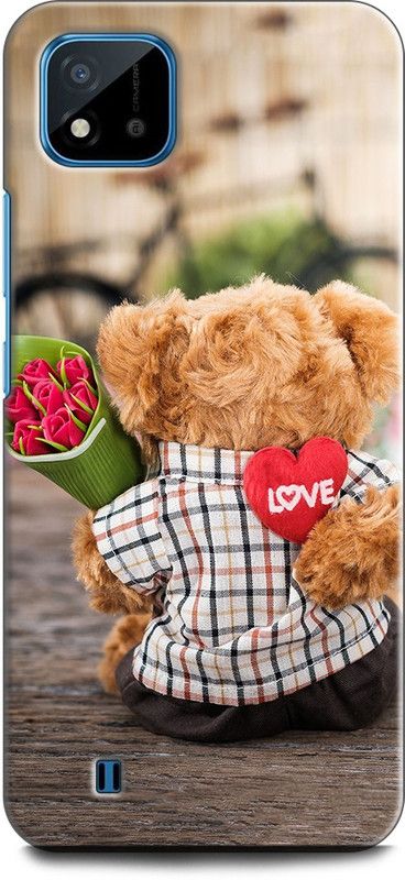 WallCraft Back Cover for Realme C20, RMX3063, RMX3061 TEDDY, TEDDY BEAR, LOVE, HEART, ROSE, RED ROSE  (Multicolor, Dual Protection, Pack of: 1)