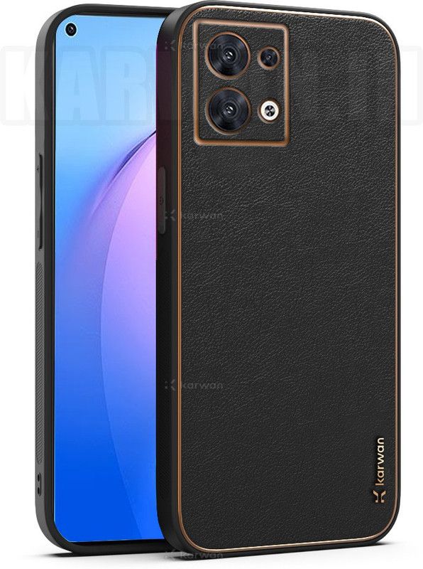KARWAN Back Cover for OPPO RENO8 5G  (Black, Gold, Shock Proof, Pack of: 1)