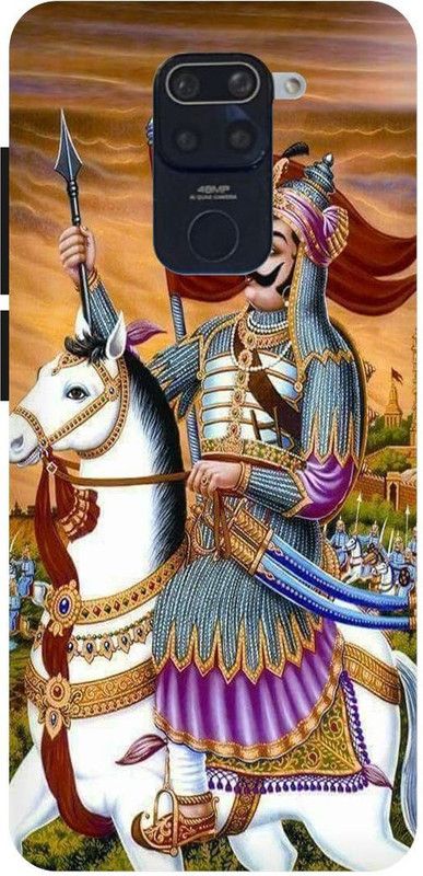 PICHKU Back Cover for REDMI NOTE 9-M2003J15SC-CHATRAPATI,SHIVA,JI,MAHARAJ,KING,BHAGWA,HINDU,LION,MAHARANA,PARTAP  (Yellow, Hard Case, Pack of: 1)