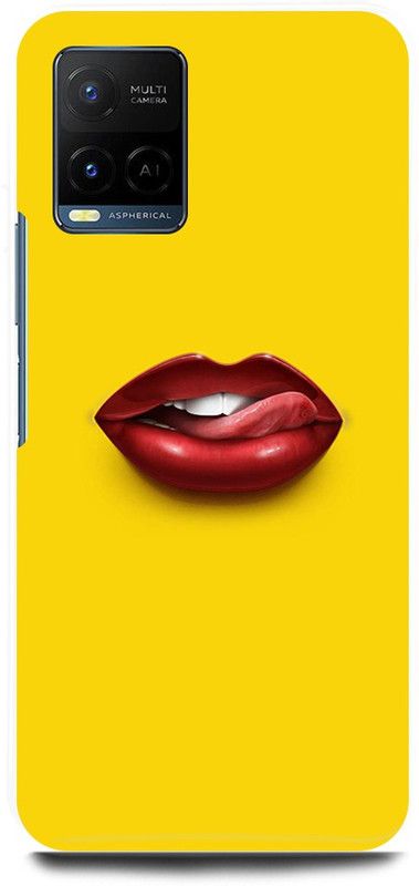 play fast Back Cover for Vivo Y21E GIRL, LIPS, HOT, LIPD, KISS, YELLOW  (Yellow, Hard Case, Pack of: 1)