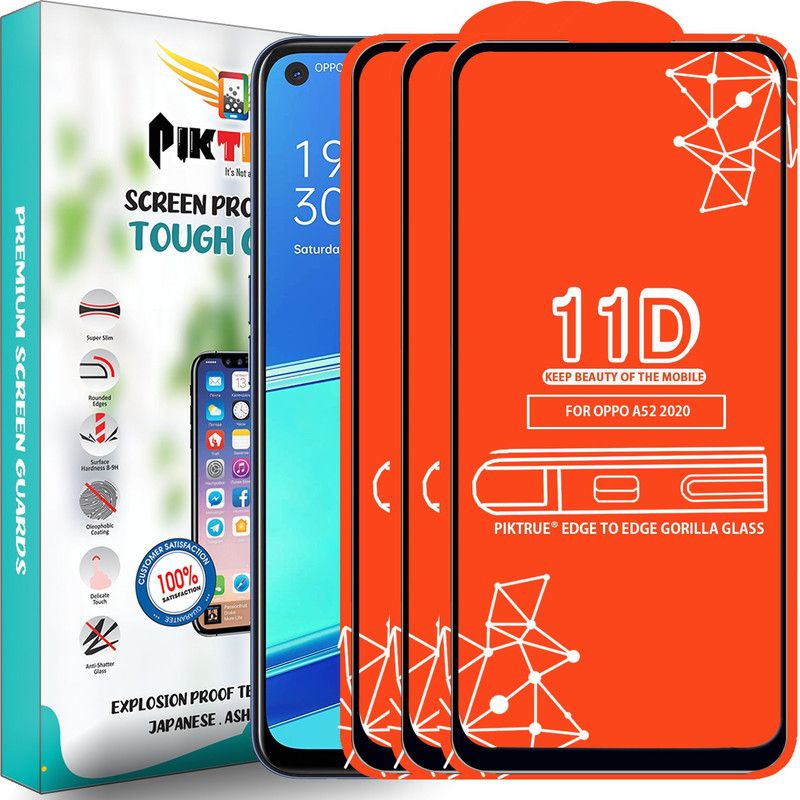 PikTrue Edge To Edge Tempered Glass for Oppo A52 2020  (Pack of 3)