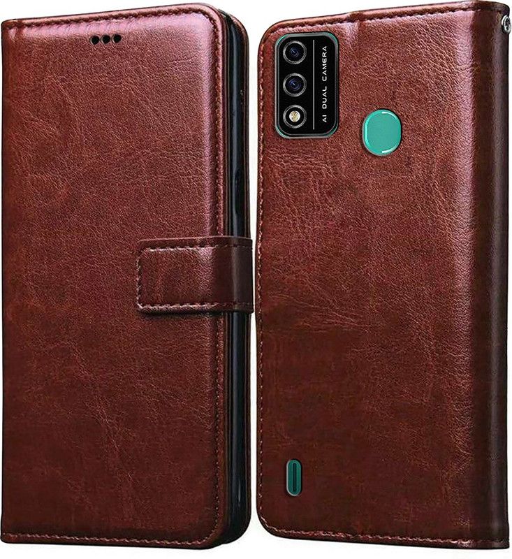Casotec Flip Cover for Itel A48 Leather Flip Cover  (Brown, Pack of: 1)