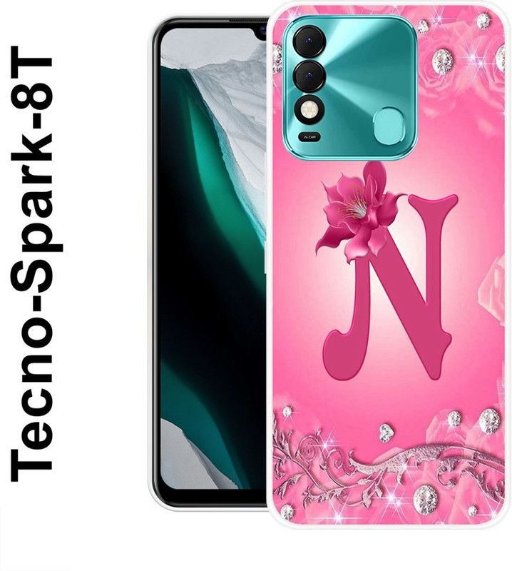 JATLAND Back Cover for Tecno Spark 8T  (Pink, Silver, Silicon)