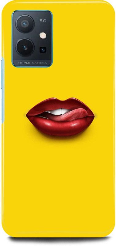 play fast Back Cover for Vivo T1 5G, V2141 GIRL, LIPS, HOT, LIPD, KISS, YELLOW  (Yellow, Hard Case, Pack of: 1)