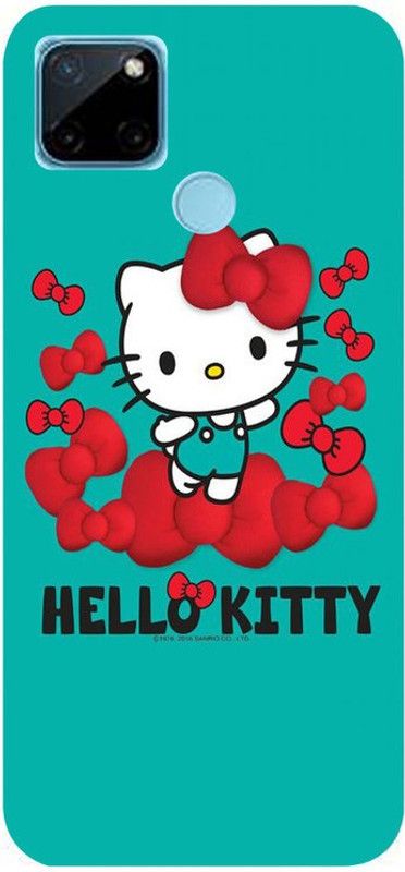 Golden Mask Back Cover for Sky Hawk Back Cover For Realme C21Y White And Blue Hello Kitty  (Multicolor, Waterproof, Silicon, Pack of: 1)