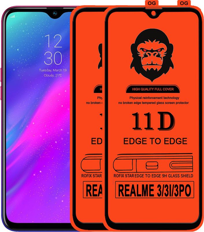 Rofix star Edge To Edge Tempered Glass for Realme 3i  (Pack of 2)