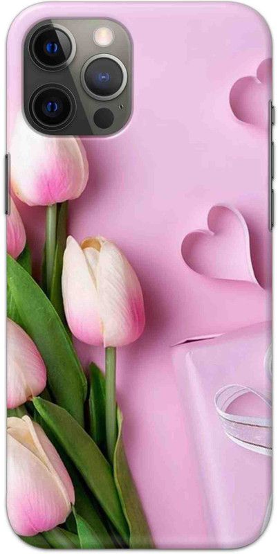 NDCOM Back Cover for iPhone 12 Pro Max White Pink Flowers Printed  (Multicolor, Hard Case, Pack of: 1)