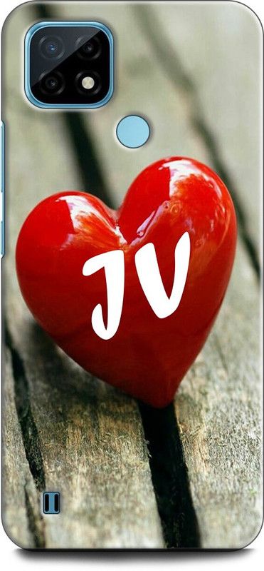 INDICRAFT Back Cover for Realme C21Y, RMX3261 J V, J LOVES V, NAME, LETTER, ALPHABET, JV LOVE, HART, BLUE  (Multicolor, Dual Protection, Pack of: 1)