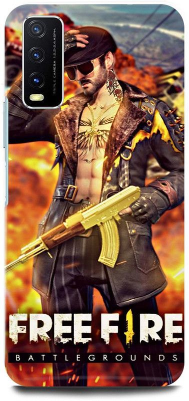 play fast Back Cover for Vivo Y12s, V2033 GERENA, FREEFIRE, GUEGO, GUN, METAL  (Yellow, Hard Case, Pack of: 1)