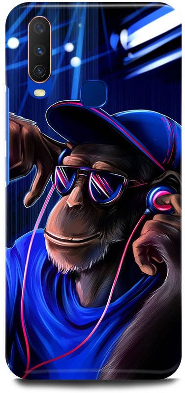 FUGGA Back Cover for Vivo Y17, 1902, MONKEY, FUNNY, DJ, MONKEY, NEON  (Multicolor, Hard Case, Pack of: 1)