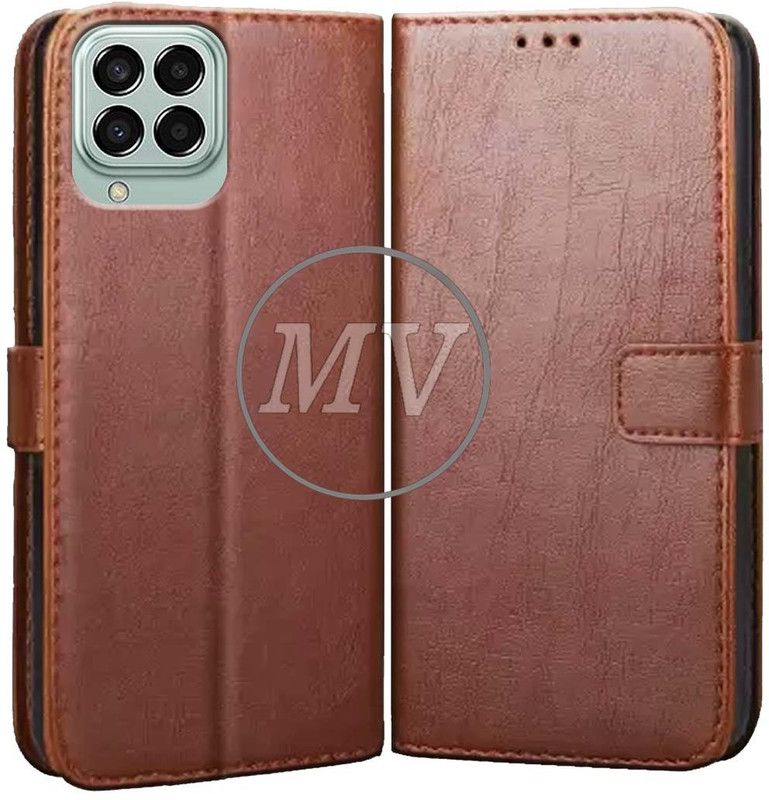 MV Back Cover for Samsung M33  (Brown, Cases with Holder, Pack of: 1)