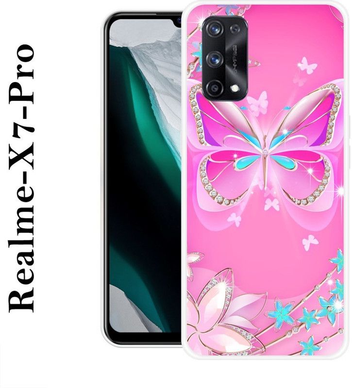 KUDI Back Cover for Realme X7 Pro  (Pink, Silicon)