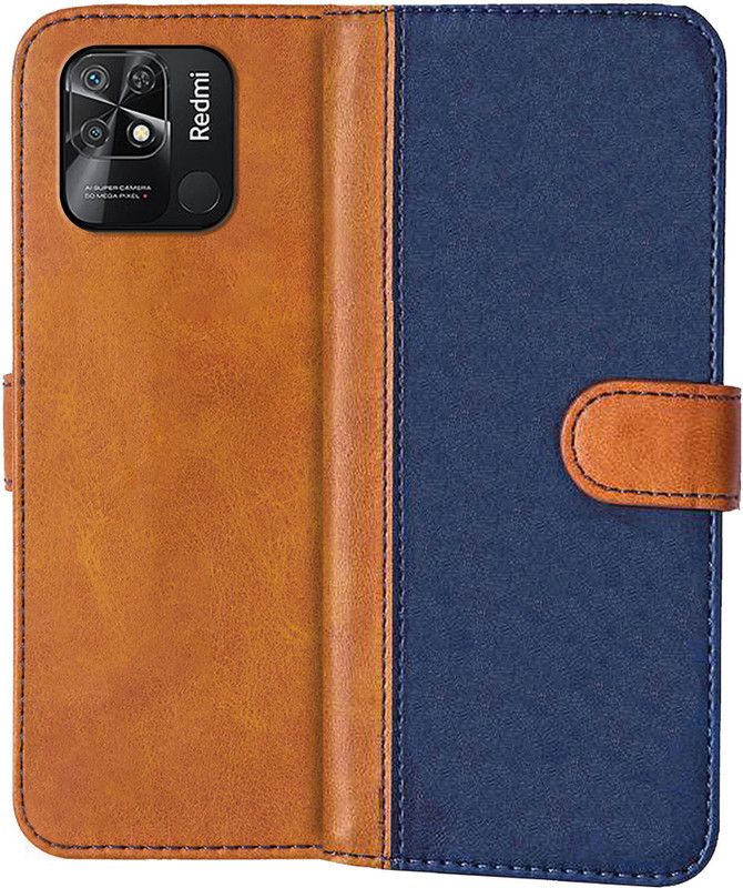 Knotyy Flip Cover for REDMI 10  (Blue, Brown)