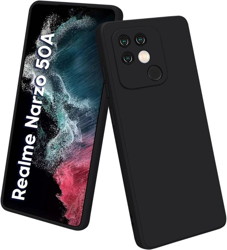 Vshop Back Cover for Realme Narzo 50A  (Black, Flexible, Silicon, Pack of: 1)