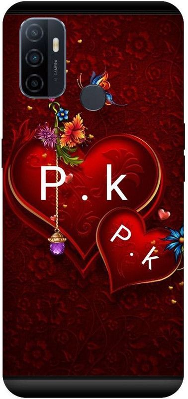 PHONE WALEY.COM Back Cover for OPPO A33 (4G) , CPH2137 ,PK, P LOVES K,PK NAME, PK Love Printed  (Red, Hard Case, Pack of: 1)