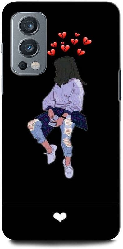 ORBIQE Back Cover for OnePlus Nord 2 5G GIRL, WOMEN ARTWORK, ANIME, PRETTY, BEUTY, HEART, BLACK  (Multicolor, Hard Case, Pack of: 1)