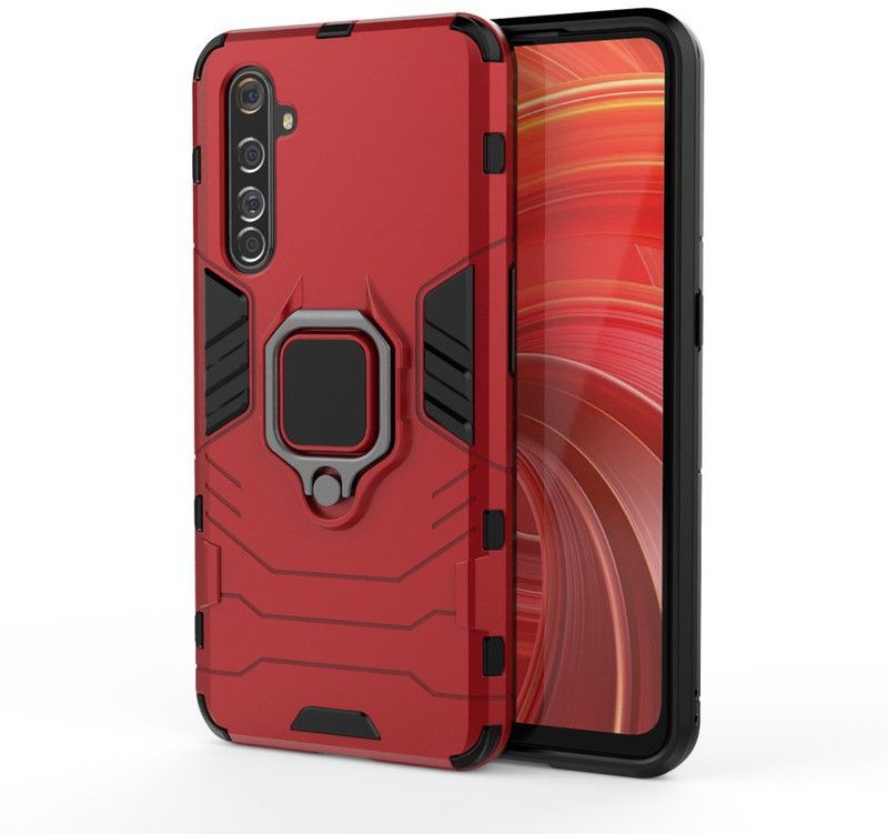 MOBIRUSH Back Cover for Realme 6, Realme 6i  (Red, Rugged Armor, Pack of: 1)