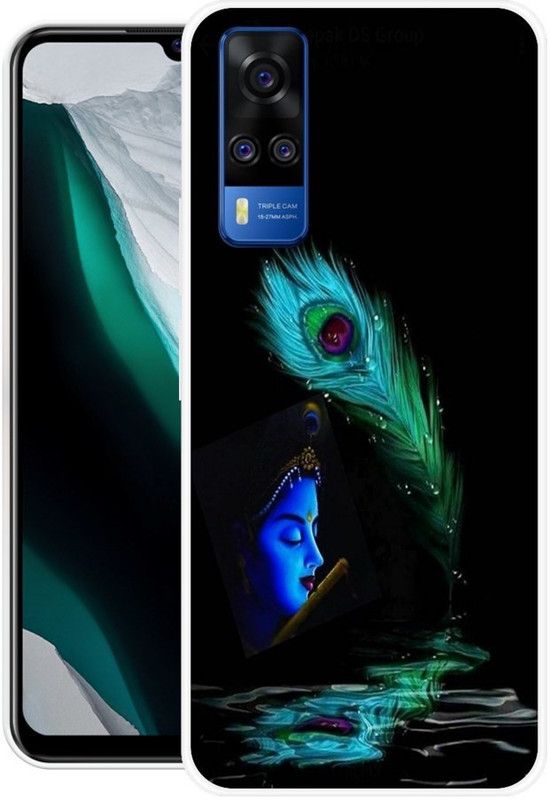 FITCART Back Cover for Vivo Y51 2020  (Black, Blue, Grip Case, Silicon, Pack of: 1)