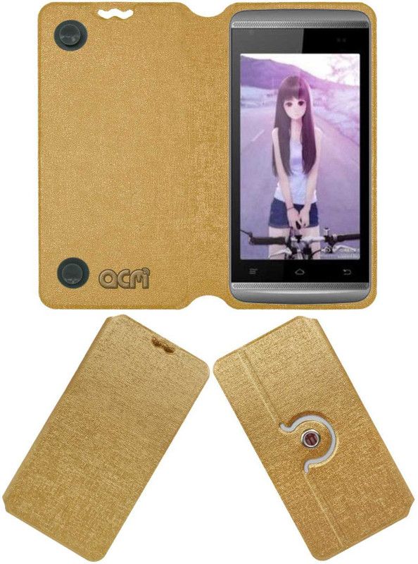 ACM Flip Cover for Spice Stellar 440  (Gold, Cases with Holder, Pack of: 1)