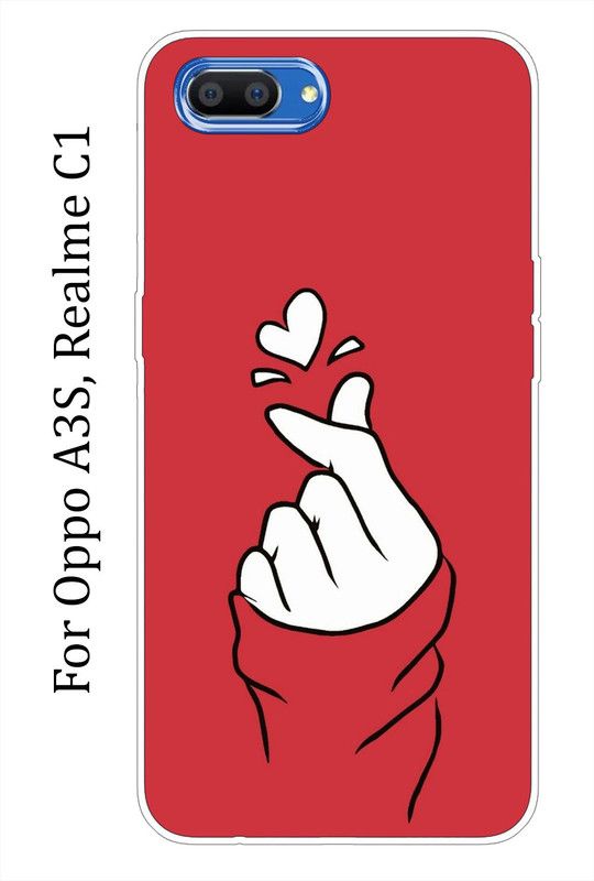 BeauCase Back Cover for OPPO A3s, Realme C1  (Red, White, Grip Case, Silicon, Pack of: 1)