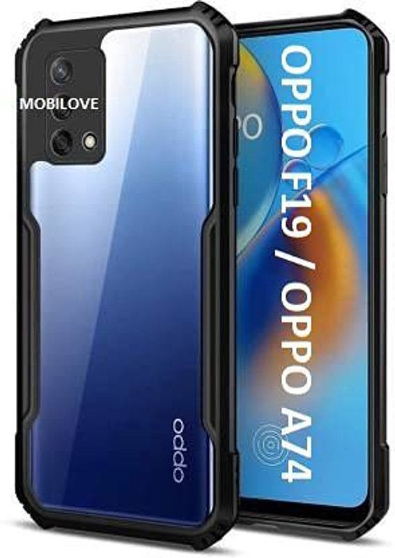 MOBILOVE Back Cover for Oppo F19 / Oppo A74 5G | Four Corner Hybrid Soft PC Anti Clear Gel TPU Bumper Back Case  (Black, Rugged Armor, Pack of: 1)