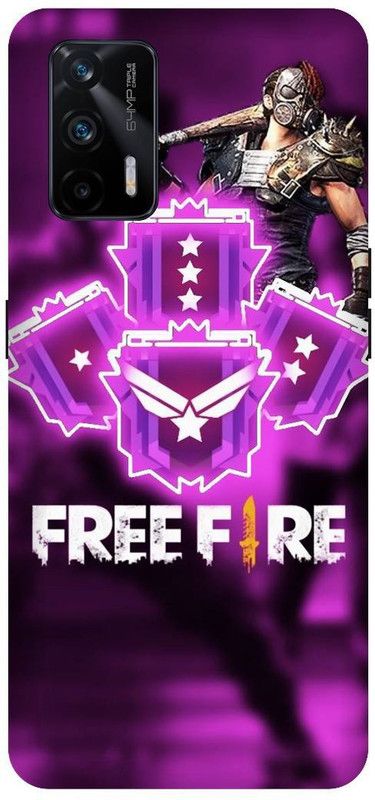 Yoprint Back Cover for Realme X7 Max 5G Pink free fire text Printed back Cover  (Multicolor, Hard Case, Pack of: 1)