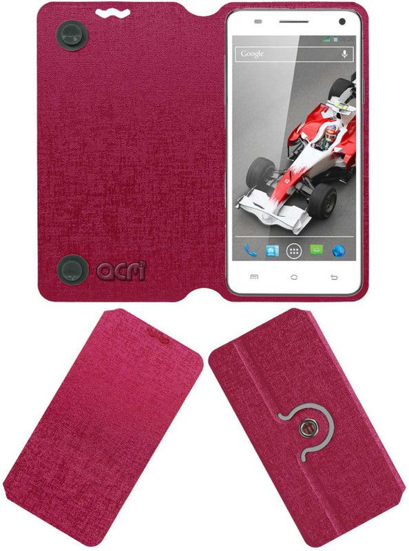 ACM Flip Cover for XOLO Q3000  (Pink, Cases with Holder, Pack of: 1)