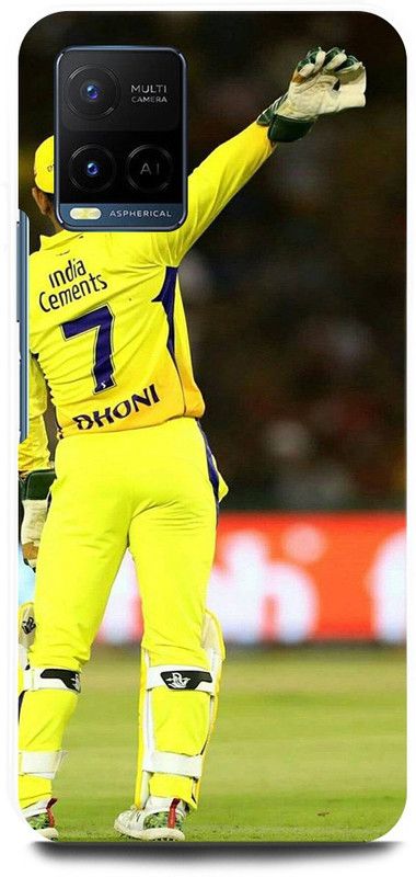 FIKORA Back Cover for Vivo Y21A, V2111, MS, DHONI, MAHENDRA, SINGH, DHONI, CSK, PLAYER  (Yellow, Hard Case, Pack of: 1)