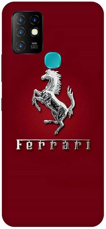 FIKORA Back Cover for Infinix Hot 10, X682B, FERRARI, CAR, LOGO, SIGN, EMBLEM  (Red, Hard Case, Pack of: 1)
