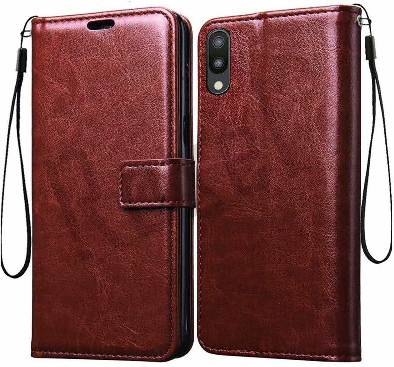 Coverage Flip Cover for Samsung Galaxy M02  (Brown, Dual Protection)