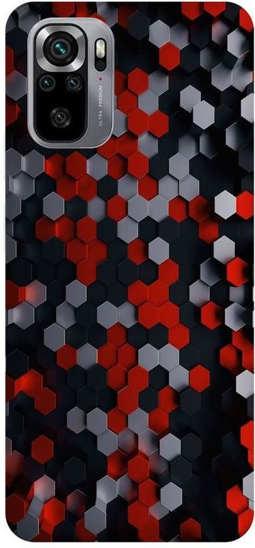 OLIWER Back Cover for Redmi Note 10, Note 10s Red Hexagon PRINTED BACK COVER  (Multicolor, Hard Case, Pack of: 1)