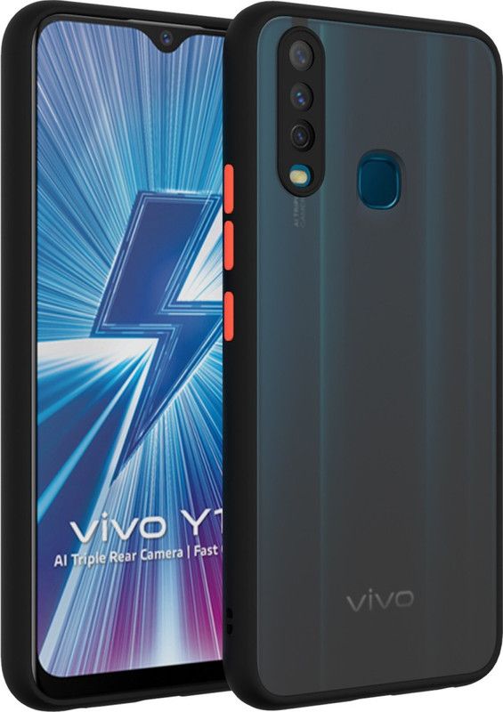 Chiraiyaa Back Cover for Vivo Y15 Back Case Full Camera Protection Smoke Translucent Matte Finish Cover  (Black, Matte Finish, Pack of: 1)