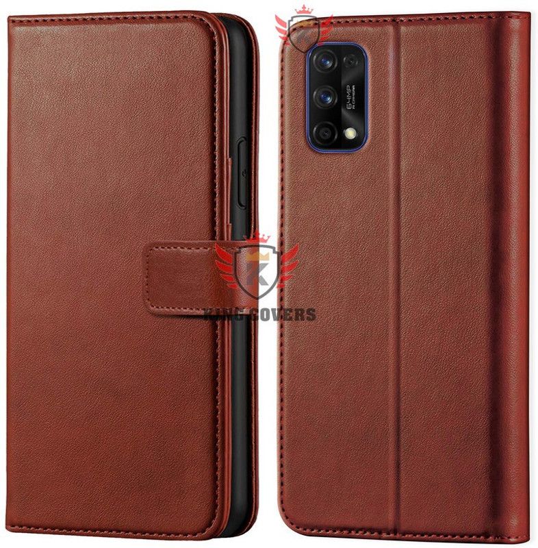 KING COVERS Wallet Case Cover for Realme-7 Pro | Inside TPU with Card Pockets | Wallet Stand | Magnetic Closure  (Brown, Hard Case, Pack of: 1)
