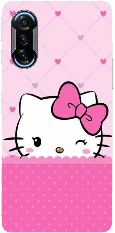 Golden Mask Back Cover for Sky Hawk Back Cover For Redmi Poco F3 GT Pink Background With Hello Kitty  (Multicolor, Waterproof, Silicon, Pack of: 1)