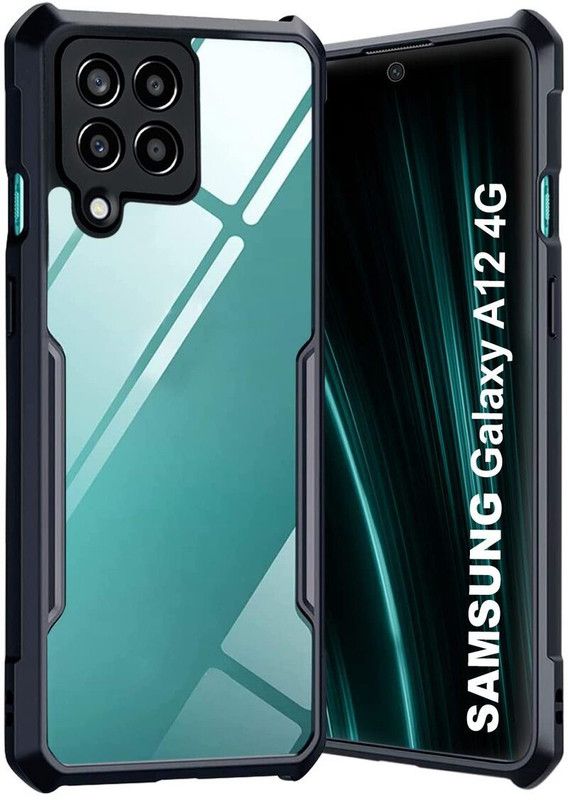 Vshop Back Cover for Samsung Galaxy A12 4G Transparent Hybrid Armor Hard PC Back TPU Bumper Case  (Transparent, Camera Bump Protector)