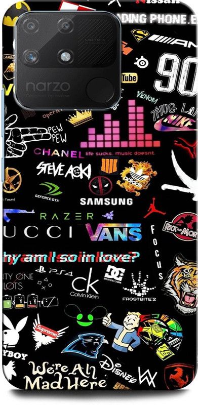 ORBIQE Back Cover for Realme Narzo 50A CRAZY TRADE, BRANDS NIKE, GURealme Narzo 50A I, VANS  (Multicolor, Hard Case, Pack of: 1)