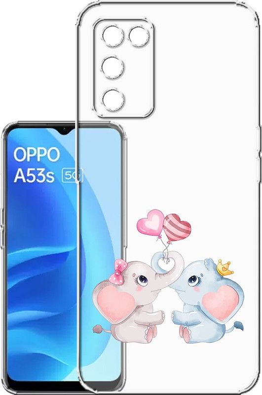 HANIRY Back Cover for Oppo A53s 5G / CPH2321 mobile cover | TWO ELEPHANT | Design | PNG_21  (Multicolor, Flexible, Silicon, Pack of: 1)