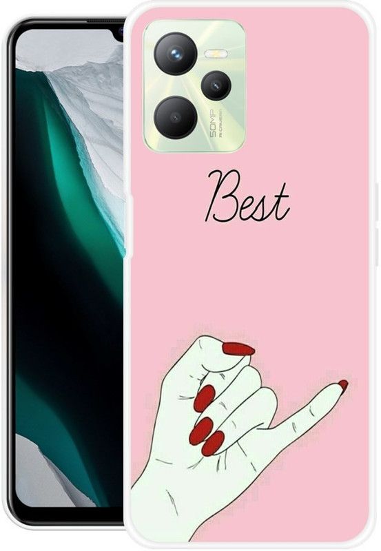 SHIVKUDI Back Cover for Realme C35  (Pink, White, Silicon)