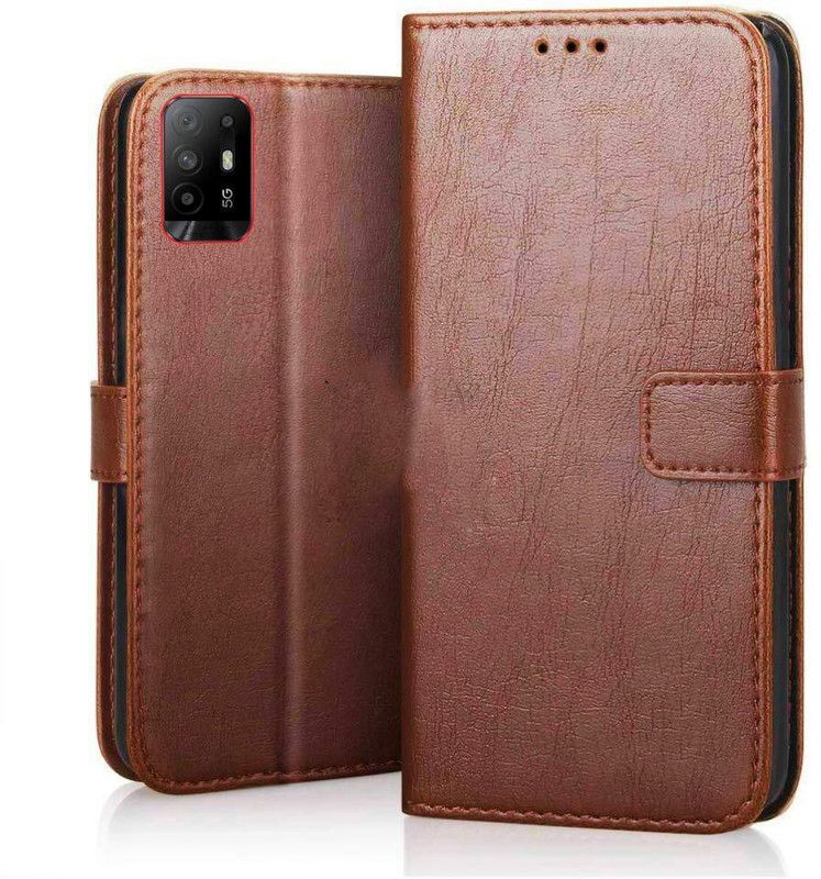 Lilliput Flip Cover for Oppo F19  (Brown, Pack of: 1)