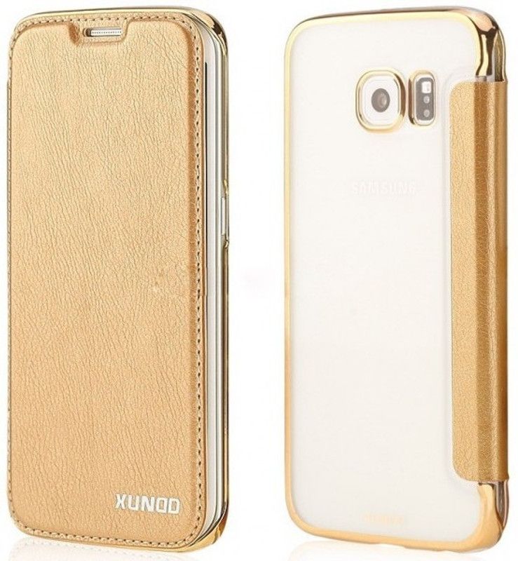 XUNDD Flip Cover for SAMSUNG Galaxy S7  (Gold, Pack of: 1)