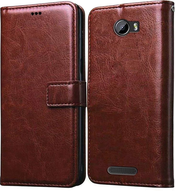 Flipkart SmartBuy Flip Cover for Intex Indie 5 Leather Flip Case  (Brown, Pack of: 1)