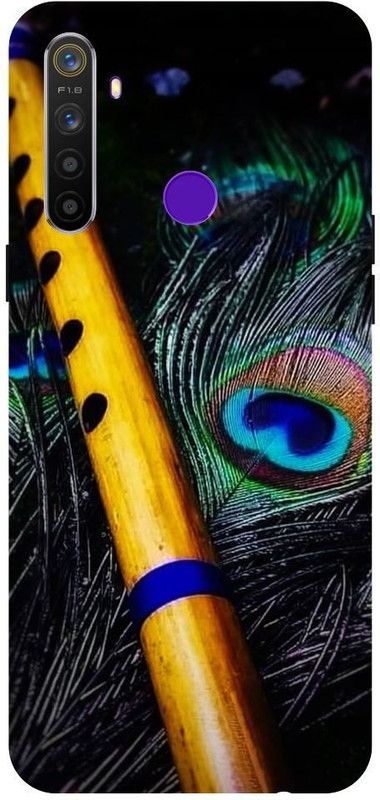 Wall Art Back Cover for Realme 5 MOR PANKH, KRISHNA JI, KANHA, PEACOCK FEATHER, FEATHER  (Multicolor, Dual Protection, Pack of: 1)