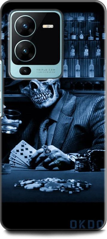 WallCraft Back Cover for Vivo V25 Pro 5G, V2158 SKULL, DARKNESS, GANGSTER, POKER, SMOKE, FUNNY  (Multicolor, Dual Protection, Pack of: 1)