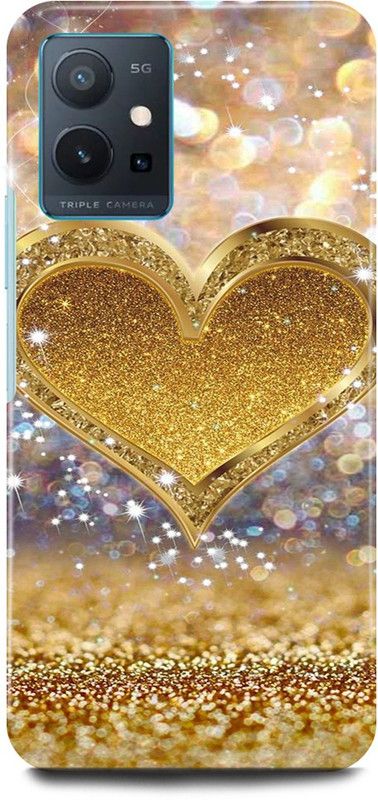JUGGA Back Cover for OPPO A96, CPH2333, GOLDEN, SPARKLE, HEART, DIL  (Gold, Hard Case, Pack of: 1)