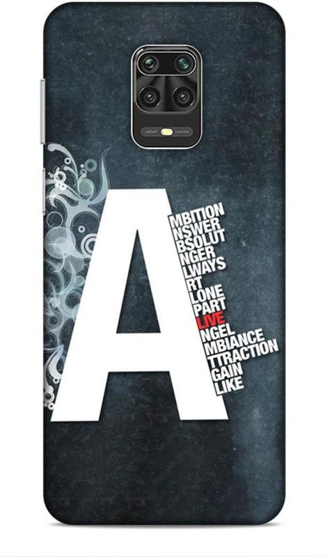MAPPLE Back Cover for Redmi Note 9 Pro (A / Letter / Alphabet / Name / Text)  (Multicolor, Hard Case, Pack of: 1)