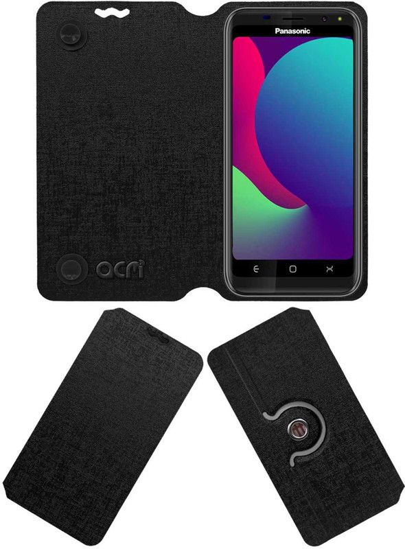 ACM Flip Cover for Panasonic P100  (Black, Cases with Holder, Pack of: 1)