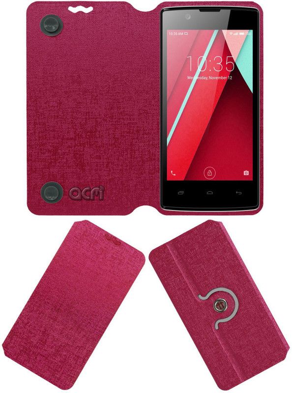 ACM Flip Cover for Intex Aqua 3G NS  (Pink, Cases with Holder, Pack of: 1)